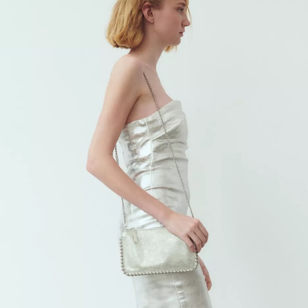 Zara Silver Chain-Embellished Women's Bag Purse